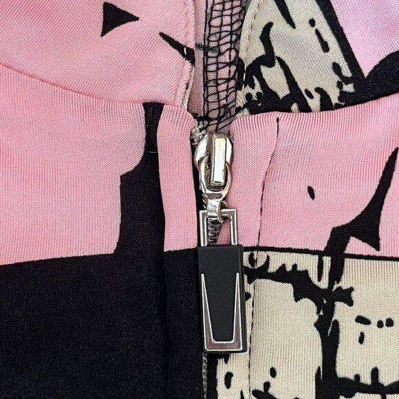 Jamie Sadock Women XL 1/4 Zip Sleeveless Golf Top Artsy Face Profile Pink Black - Picture 8 of 11